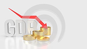 The GDP text and coins for Business concept 3d rendering