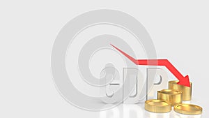 The GDP text and coins for Business concept 3d rendering