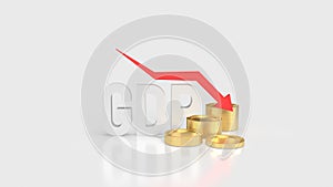 The GDP text and coins for Business concept 3d rendering