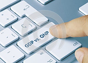 GDP vs GNP - Inscription on Blue Keyboard Key