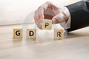 GDPR concept using wooden toy blocks