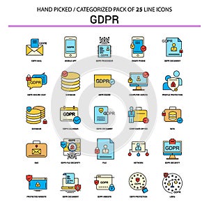 GDPR Flat Line Icon Set - Business Concept Icons Design