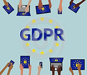 GDPR General data protection BYOD Hands holding Computer device