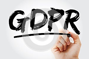 GDPR - General Data Protection Regulation acronym with marker, technology concept background