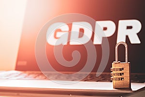 GDPR General Data Protection Regulation Business Internet Technology Concept. GDPR background with a GDPR word on the laptop and