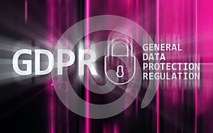 GDPR, General data protection regulation compliance. Server room background