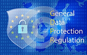 Gdpr general data protection regulation. Eu computer safeguard regulations and data encryption vector concept.