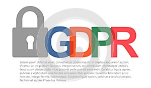 Gdpr general data protection regulation. Eu safeguard regulations and data encryption vector concept background