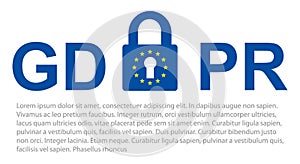 Gdpr general data protection regulation. Eu safeguard regulations and data encryption vector concept background