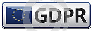 GDPR - General Data Protection Regulation. Glossy banner with EU