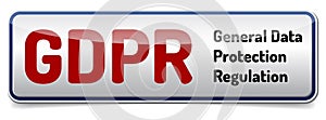 GDPR - General Data Protection Regulation. Glossy banner with sh