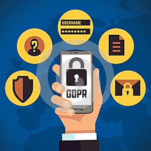 GDPR. General Data Protection Regulation internet identity european business vector concept