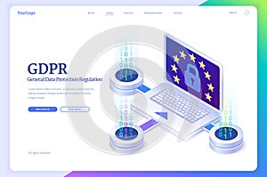 GDPR, general data protection isometric landing