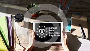 GDPR - General data protection regulation law. Business and internet concept on screen.