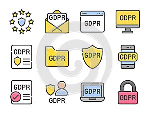 GDPR General Data Protection Regulation set, omission icon