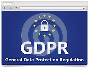 GDPR - General Data Protection Regulation. Web browser with padlock