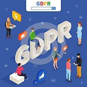 GDPR isometric concept. Vector illustration.