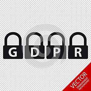 GDPR Lock Icons - Vector Illustration - Isolated On Transparent Background