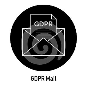 GDPR Mail Icon: Secure Email Communication. Email data privacy, GDPR email protection, secure email correspondence. Vector