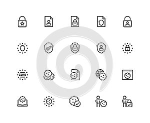 GDPR privacy policy icons in thin line style.