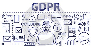 GDPR RGPD, DSGGVO concept illustration. General Data Protection Regulation. Protection of personal data. Vector design photo