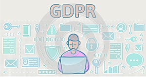 GDPR RGPD, DSGGVO concept illustration. General Data Protection Regulation. Protection of personal data. Vector design