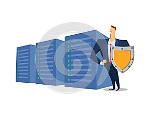 GDPR RGPD, DSGVO concept illustration. General Data Protection Regulation. The protection of personal data. Server and photo