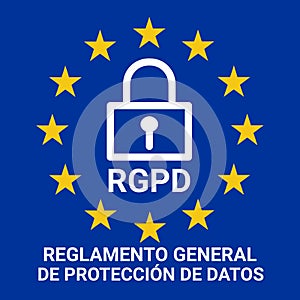 GDPR sign illustration called RGPD in Spanish language photo