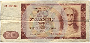 GDR, 20 Mark Banknote photo