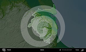Gdynia highlighted, Poland. Physical