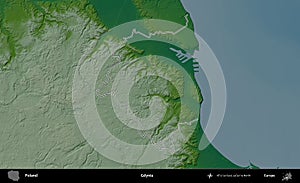 Gdynia outlined, Poland. Physical