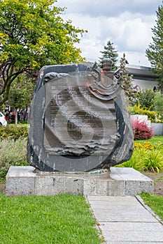 Monument for memorize meet Pope John Paul II with people in Gdynia at june 11, 1987.