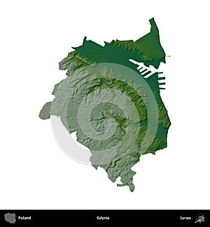Gdynia, Poland, isolated on white. Physical