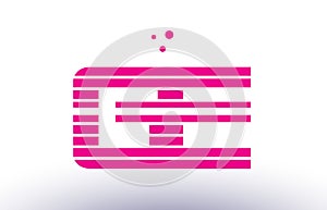 ge g e pink purple line stripe alphabet letter logo vector template