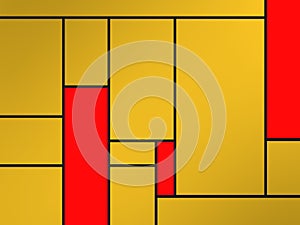 Geametric composition of tribute to Mondrian with fire colors