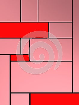 Geametric composition of tribute to Mondrian with red colors