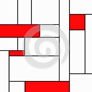 Geametric composition of tribute to Mondrian with red rectangles