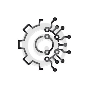 Gear AI Automation line icon