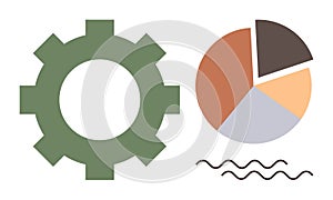 Gear and Pie Chart Representing Data Analysis and Process Optimization