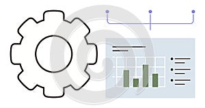 Gear and Analytics Dashboard Representing Process Optimization and Data Analysis