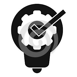 Gear approved business idea icon simple vector. Financial vision