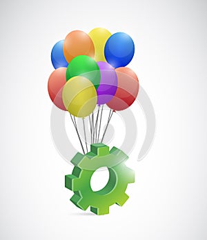 Gear and balloons illustration design