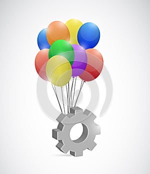 Gear and balloons illustration design