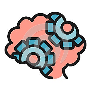 Gear brain icon vector flat