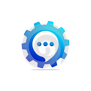gear with bubble chat vector logo photo