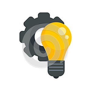 Gear bulb innovation icon flat isolated vector