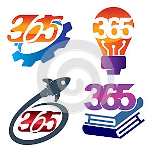 Gear bulb rocket book 365 infinity logo icon design illustration