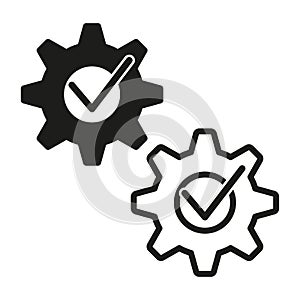 Gear with check line icon. Vector illustration. EPS 10.