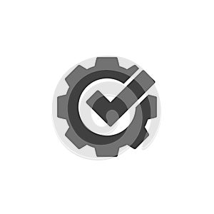 Gear with check mark vector icon