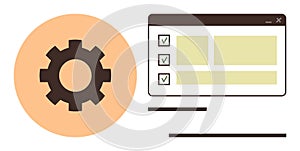 Gear and Checklist Interface Representing System Settings and Task Management
